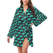 Load image into Gallery viewer, Turquoise cowgirl Hat Women&#39;s Belted Satin Feel Dressing Lounge Robe
