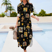 Load image into Gallery viewer, Vintage Cowgirl Collage Western Button-Up Long Sleeve Shirt Dress Duster
