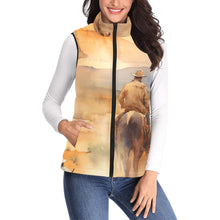 Load image into Gallery viewer, Watercolor Cowboy Women&#39;s Western Puffy Vest
