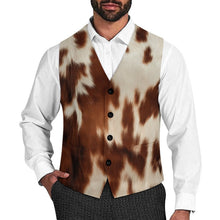 Load image into Gallery viewer, Cowhide Print Men's Western Vest
