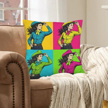 Load image into Gallery viewer, Baha Ranch The Last Roundup Barrel Racer Collage Velvety Soft Pillow Cover Made in America
