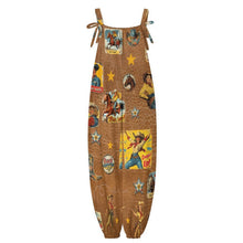Load image into Gallery viewer, Baha Ranch Vintage Cowgirl Collage Overalls Jumpsuit
