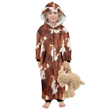 Load image into Gallery viewer, Cow Print Young Kids Pajama Hooded Onesie
