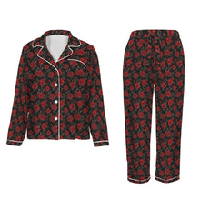 Load image into Gallery viewer, Colores De Mexico Red Roses Satin Pajama Set
