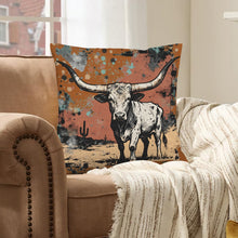 Load image into Gallery viewer, Baha Ranch Lonesome Longhorn Velvety Soft Pillow Case Made in America
