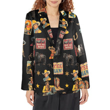 Load image into Gallery viewer, Vintage Cowboy Collage Western Women&#39;s Blazer
