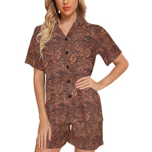 Load image into Gallery viewer, Leather Floral Print Women&#39;s Pajama Set
