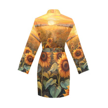 Load image into Gallery viewer, Sunflower Field Women's Long Sleeve Belted Satin Feel Dressing Lounge Robe
