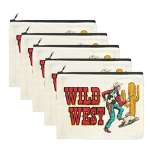 Load image into Gallery viewer, Wild West Cowboy Cosmetic Bag Pack of 5 Made in America
