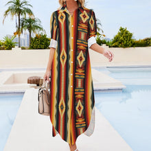 Load image into Gallery viewer, Colores De Mexico Southwestern Aztec Serape Long Sleeve Shirt Dress Duster
