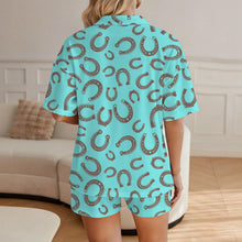 Load image into Gallery viewer, Baha Ranch Turquoise Horseshoe Women's Pajama Set Made in America
