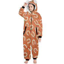 Load image into Gallery viewer, Rodeo Horseshoe Big Kid Onesie Hooded Pajamas
