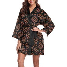 Load image into Gallery viewer, Brown Black Aztec Women's Lounge Kimono Robe
