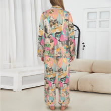Load image into Gallery viewer, Pop Western Collage Cowgirl Satin Pajamas
