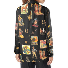Load image into Gallery viewer, Vintage Cowboy Collage Western Women&#39;s Blazer
