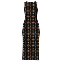 Load image into Gallery viewer, Black and Tan Aztec Sleeveless Bodycon Side Slit Maxi Dress
