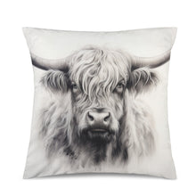 Load image into Gallery viewer, Baha Ranch Black White Highland Velvety Soft Pillow Cover Made in America
