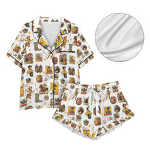 Load image into Gallery viewer, Vintage Cowgirl Collage Western Satin Ruffle Pajama Set
