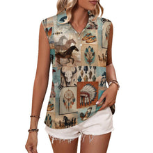 Load image into Gallery viewer, Bohemian Dreams Sleeveless Polo Tank Top
