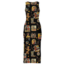 Load image into Gallery viewer, Vintage Cowgirl Collage Bodycon Side Slit Maxi Dress
