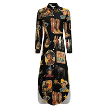 Load image into Gallery viewer, Vintage Cowboy Collage Western Long Sleeve Dress Duster

