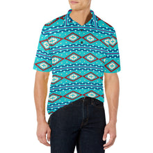 Load image into Gallery viewer, Baha Ranch Turquoise Aztec Polo
