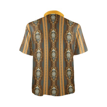 Load image into Gallery viewer, Baha Ranch Brown Gold Aztec Polo Shirt
