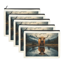 Load image into Gallery viewer, Baha Ranch Reflection Highland Cow Cosmetic Bag Made in America
