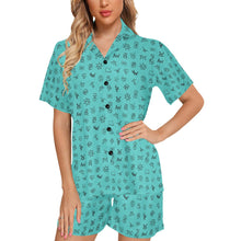 Load image into Gallery viewer, Mini Turquoise Cattle Brands Women&#39;s Western pajama Set
