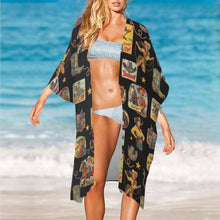 Load image into Gallery viewer, Vintage Cowgirl Collage Kimono Coverup Duster
