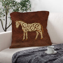 Load image into Gallery viewer, Baha Ranch Tooled Horse Pillow Case Made in America
