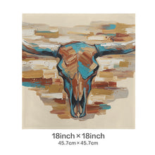 Load image into Gallery viewer, Baha Ranch Painted Tan Longhorn Velvety Soft Pillow Case Made in America
