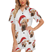 Load image into Gallery viewer, Highland Christmas Cow Women&#39;s Western Pajama Set
