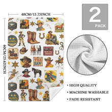 Load image into Gallery viewer, Vintage Cowboy Collage Dish Towel Set of 2 Made in America

