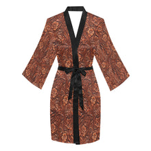 Load image into Gallery viewer, Tooled Leather Print Women&#39;s Lounge Kimono Robe
