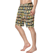 Load image into Gallery viewer, Vintage Cowboy Collage Western Men's Swim Trunk Shorts
