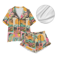Load image into Gallery viewer, Baha Ranch Retro Pop Western Satin Pajama Set
