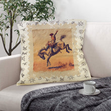 Load image into Gallery viewer, Baha Ranch Vintage Rodeo Stamp Throw Pillow Made in America
