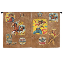 Load image into Gallery viewer, Vintage Cowgirl Drapes 52" x 63" Made in America
