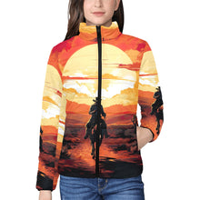 Load image into Gallery viewer, Sunset Cowboy Desert Women&#39;s Puffy Bomber Jacket
