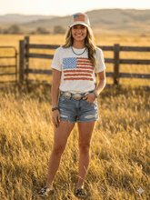 Load image into Gallery viewer, Floral American Flag Graphic Tee
