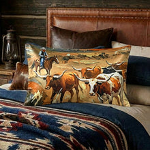 Load image into Gallery viewer, Baha Ranch Cattle Drive Satin Pillow Case Made in America
