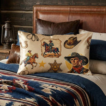 Load image into Gallery viewer, Baha Ranch Vintage Cowboy Collage Western Satin Pillow Case
