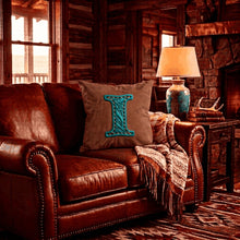 Load image into Gallery viewer, Baha Ranch Velvety Soft Western Tooled Initial Personalized Pillow Cover Made in America
