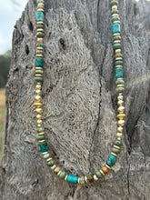 Load image into Gallery viewer, Gold Desert Turquoise Beaded Necklace
