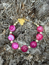 Load image into Gallery viewer, Gold Wild Rose Agate Beaded Bracelet
