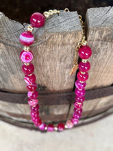 Load image into Gallery viewer, Gold Wild Rose Agate Beaded Necklace
