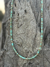 Load image into Gallery viewer, Golden Turquoise Trail Heishi Beaded Necklace
