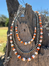 Load image into Gallery viewer, Graduated Spiny Oyster Barrel Beaded Necklace
