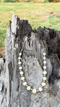 Load image into Gallery viewer, Graduated White Pearl and German Silver Beaded Necklace
